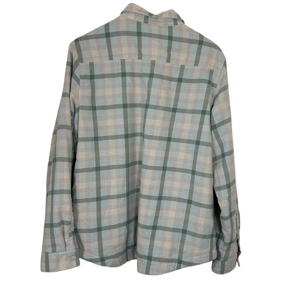 LL Bean Men's Plaid Flannel Lined Shirt Jacket Shirt Size Large Green Gray - Picture 10 of 11